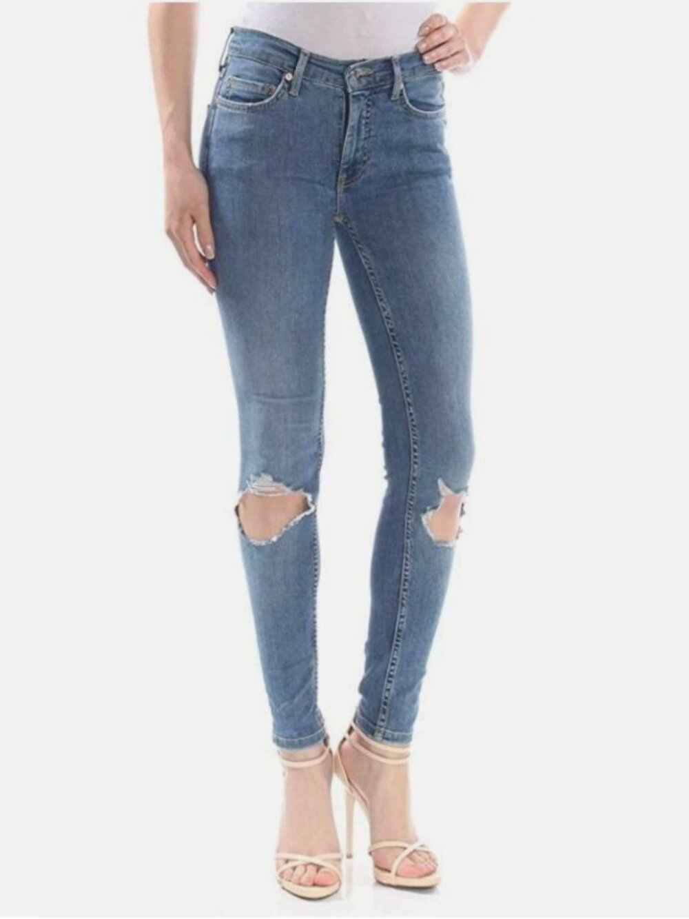 Free People Women's "Busted Knee" Tapered Skinny Jeans - Size 25R/US 0 NWT